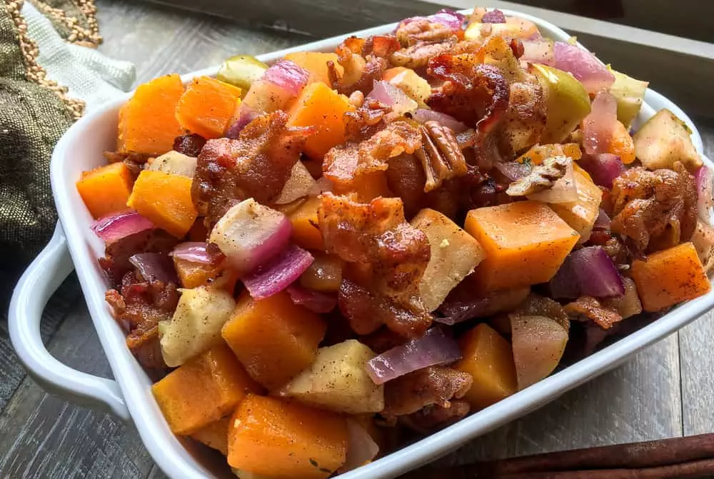 Butternut squash casserole is a great healthier alternative to heavy holiday food. Get more healthy holiday eating tips and delicious recipes at Made in a Pinch and follow us on Pinterest!