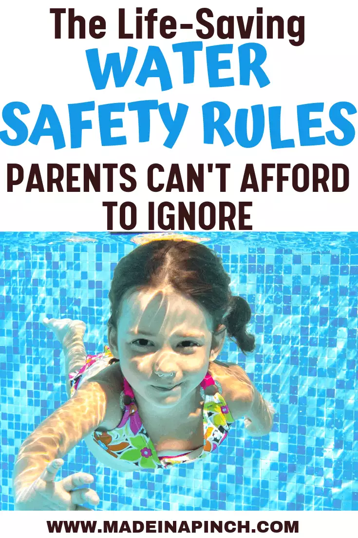 Water Safety Rules Pinterest Pin with girl swimming underwater