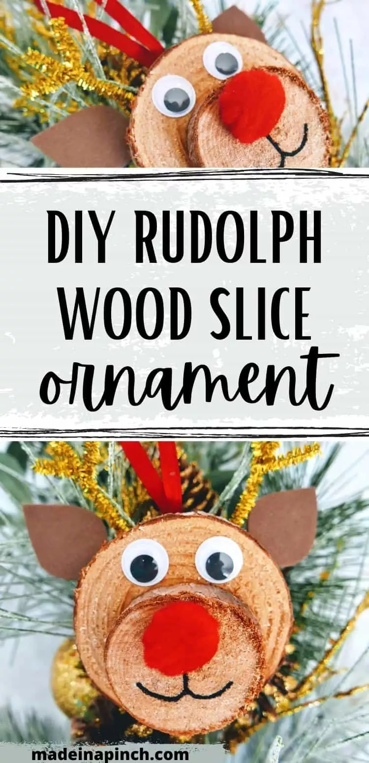 Rudolph wood slice ornament diy