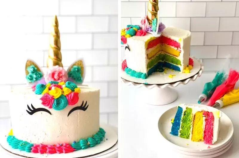 unicorn cake decorating final collage image