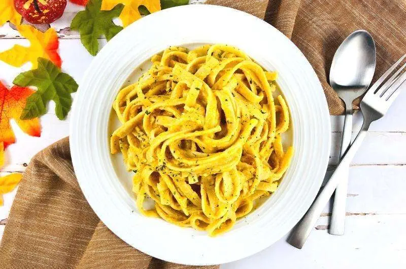 Pumpkin alfredo on a dish