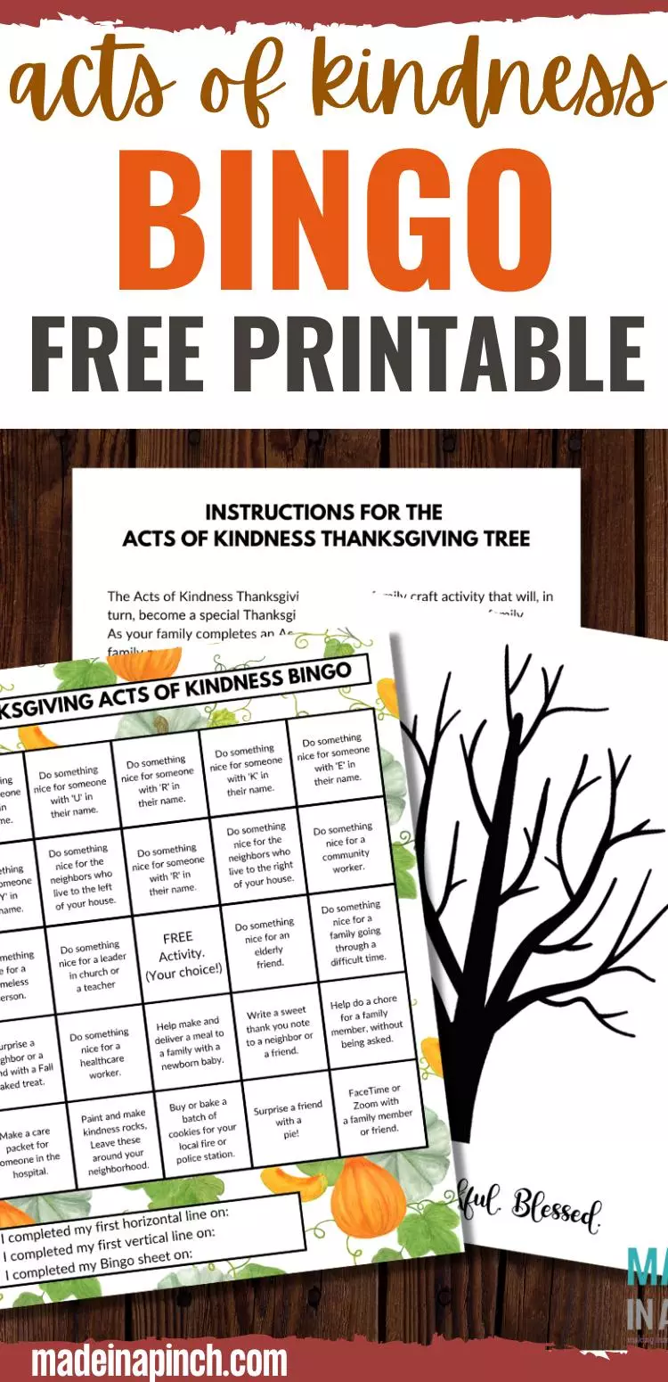 Acts of kindness bingo pin image