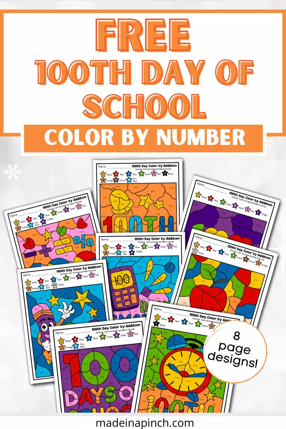 100th day of school coloring pages pin image