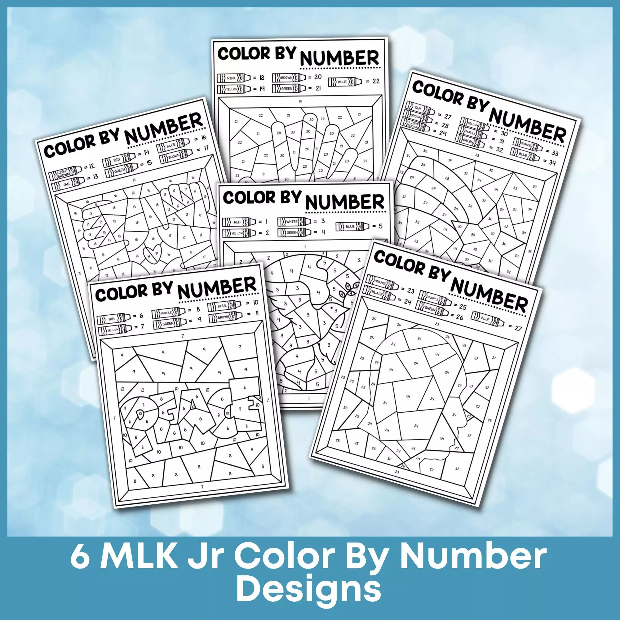Martin Luther King Jr color by number mockup