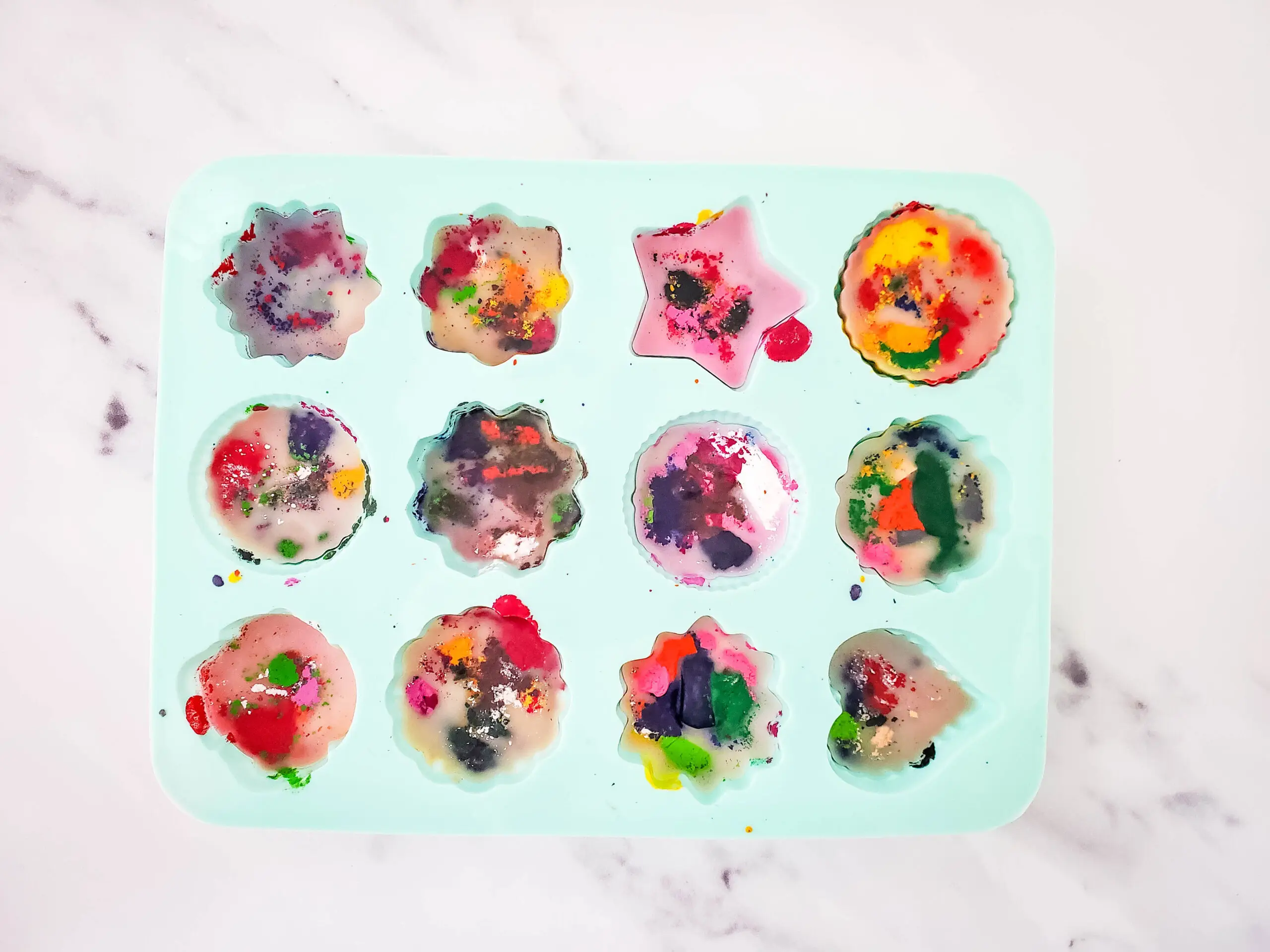 melted crayons in molds