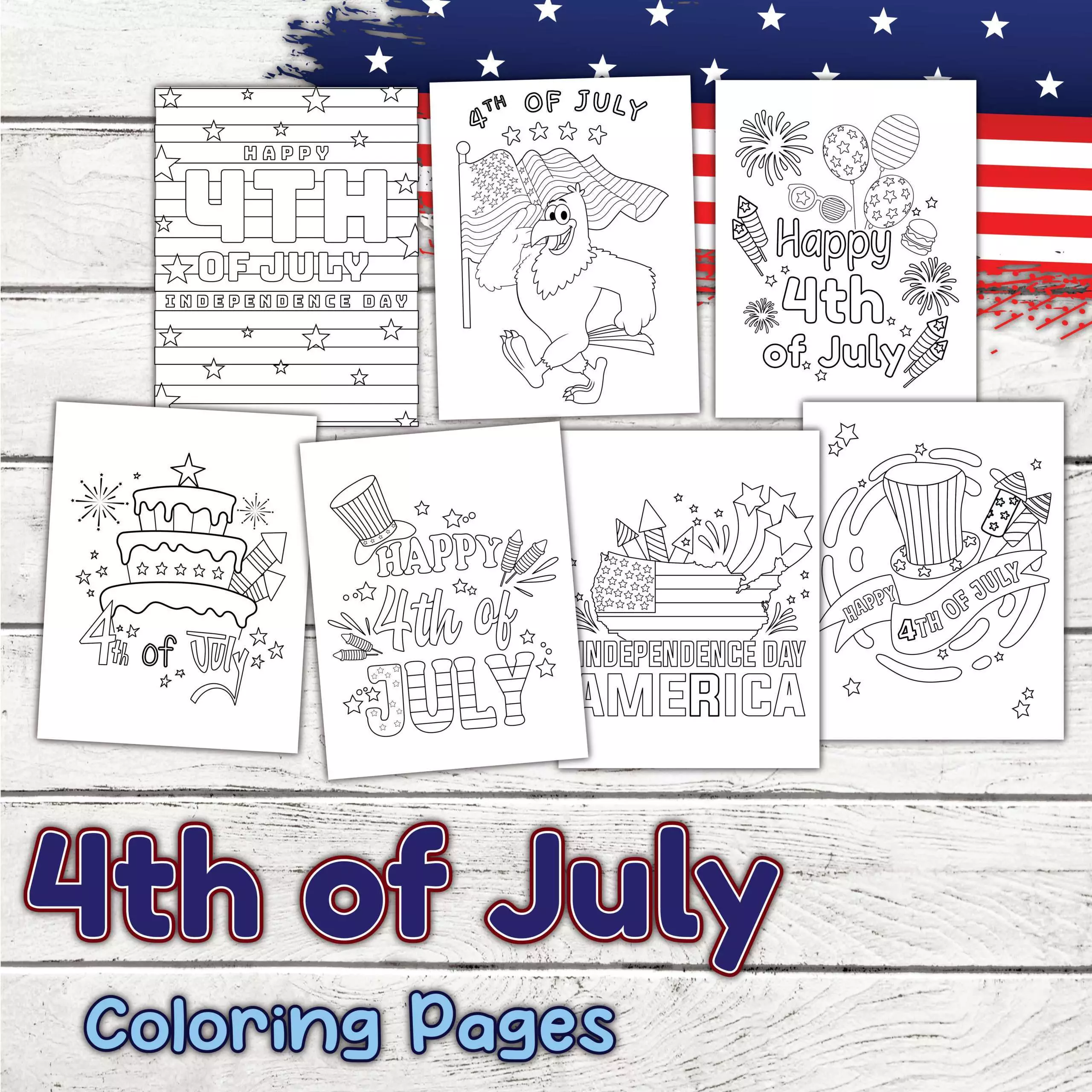 4th of July coloring pages mockup