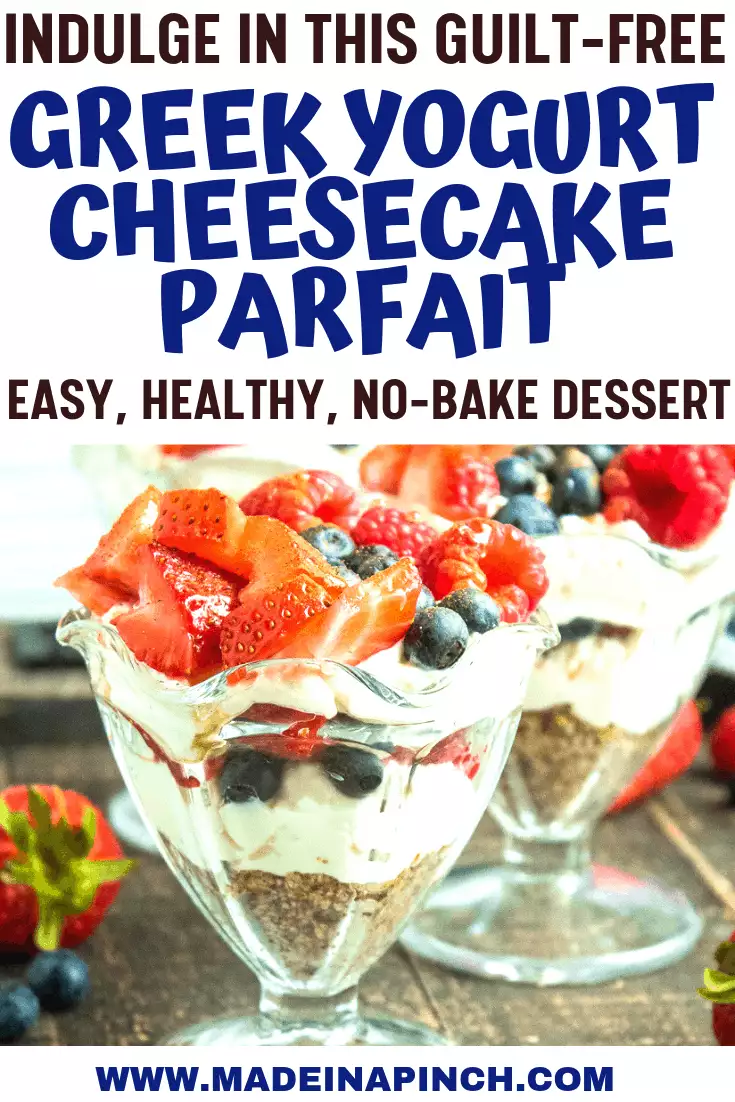 Greek yogurt cheesecake parfait with berries Pinterest Pin