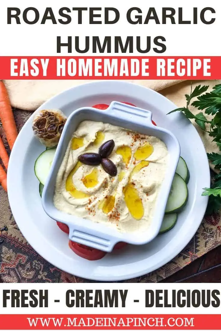 roasted garlic hummus recipe Pinterest pin