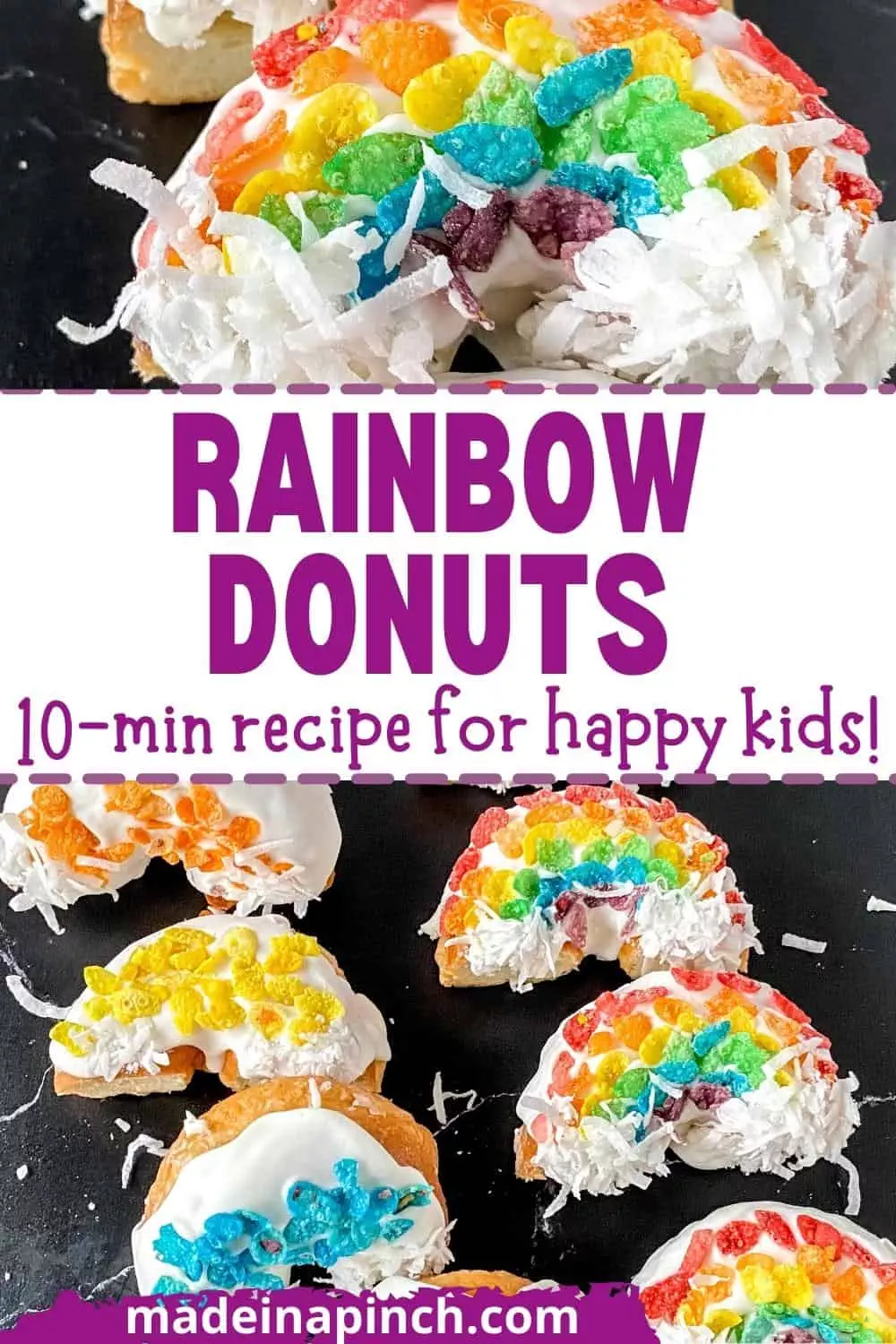 A deliciously fun and quick activity - and TREAT! These rainbow donuts are insanely quick to make, perfect for any day you want a little sunshine in your life or St. Patrick