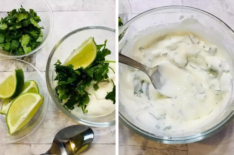 making cilantro lime cream sauce