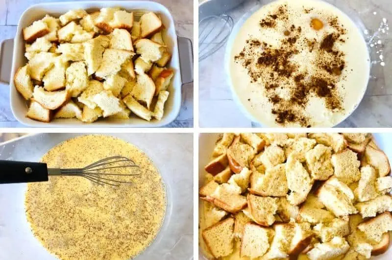 Strawberry french toast bake process collage