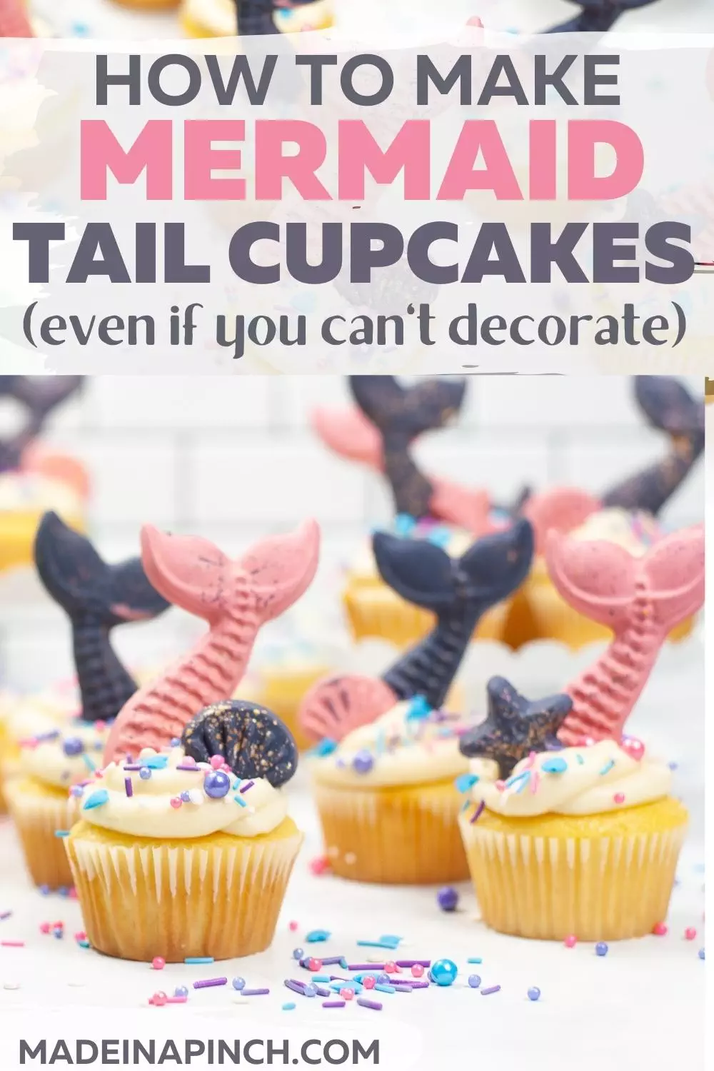 How to make mermaid tail cupcakes pin image