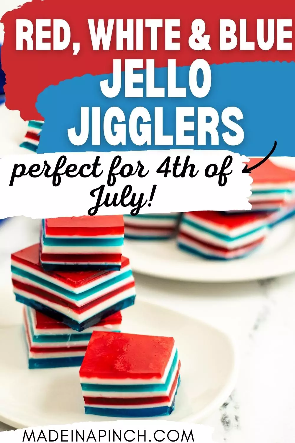 red white and blue jello squares pin image