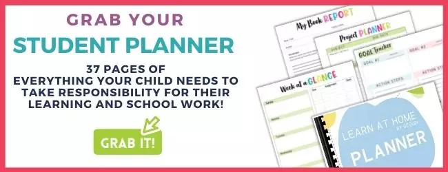 Learn at home student planner graphic