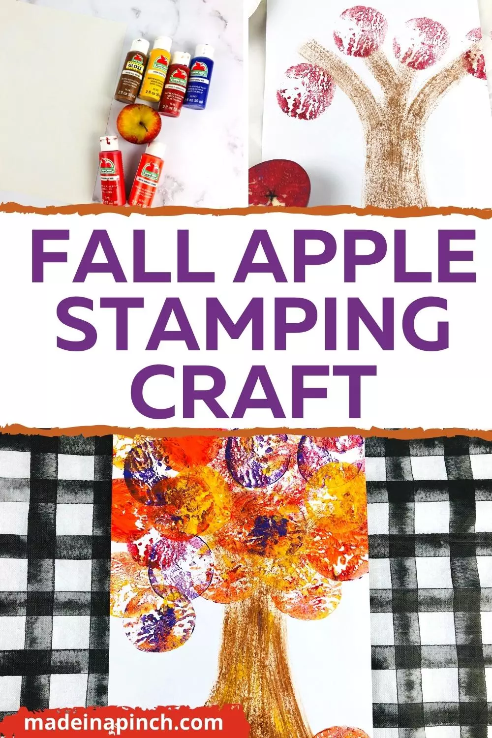 Fall apple stamping craft pin