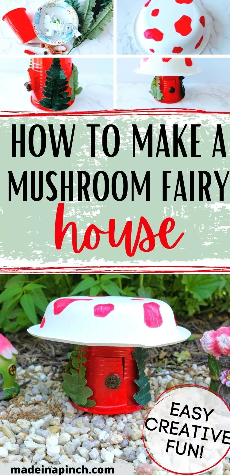 how to make a mushroom fairy house long pin image