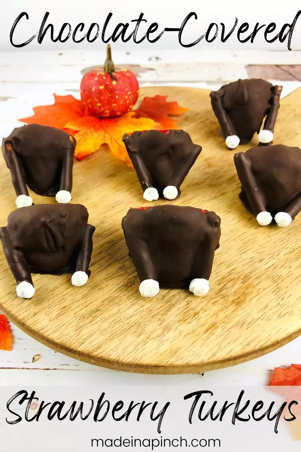 Chocolate Thanksgiving turkeys pin image