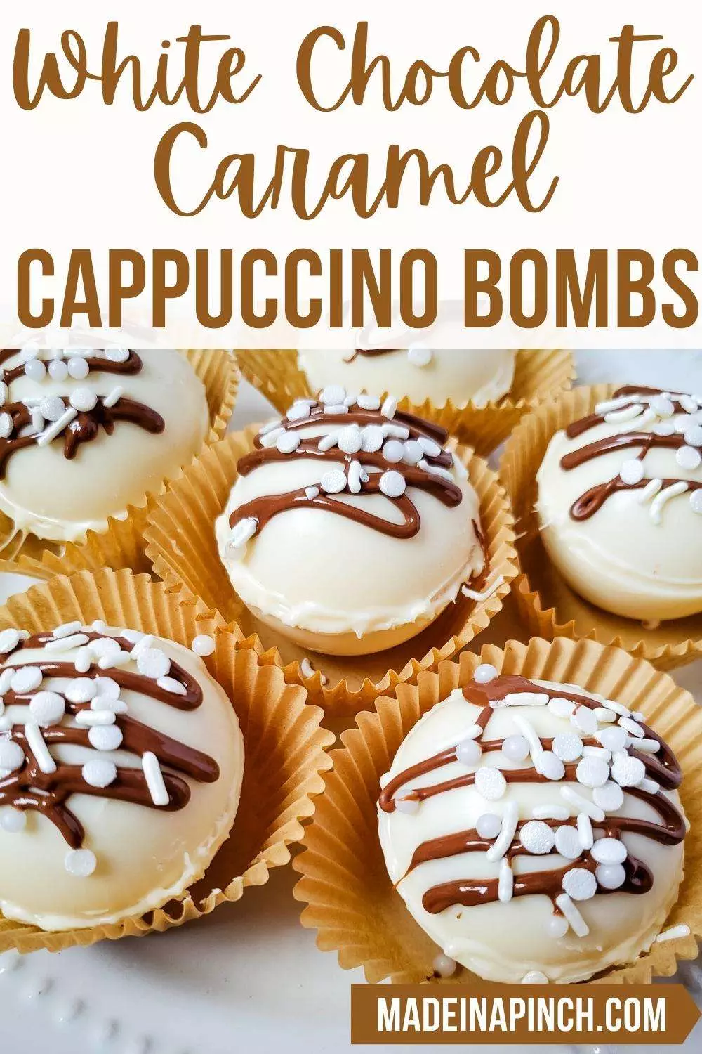 white chocolate caramel cappuccino bombs
