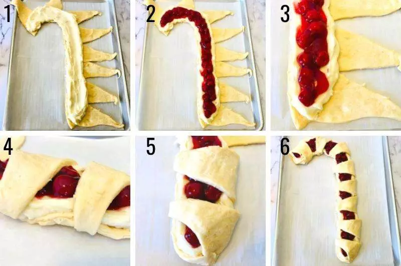 candy cane cherry danish process collage