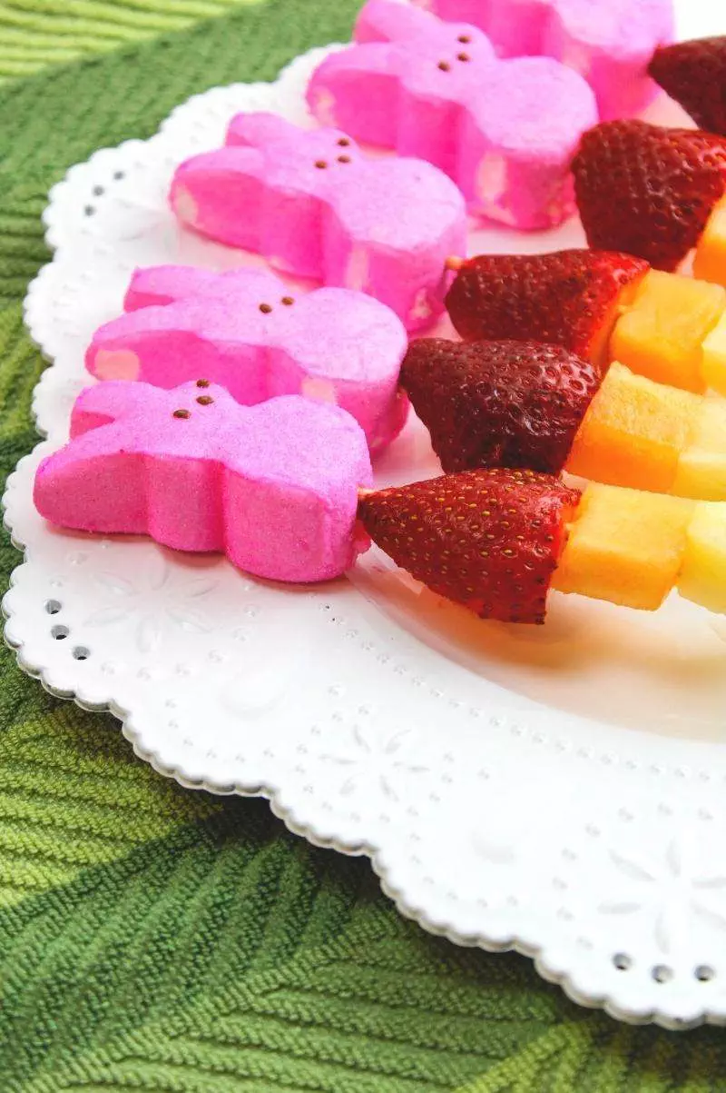 Easter fruit kabobs with Peeps