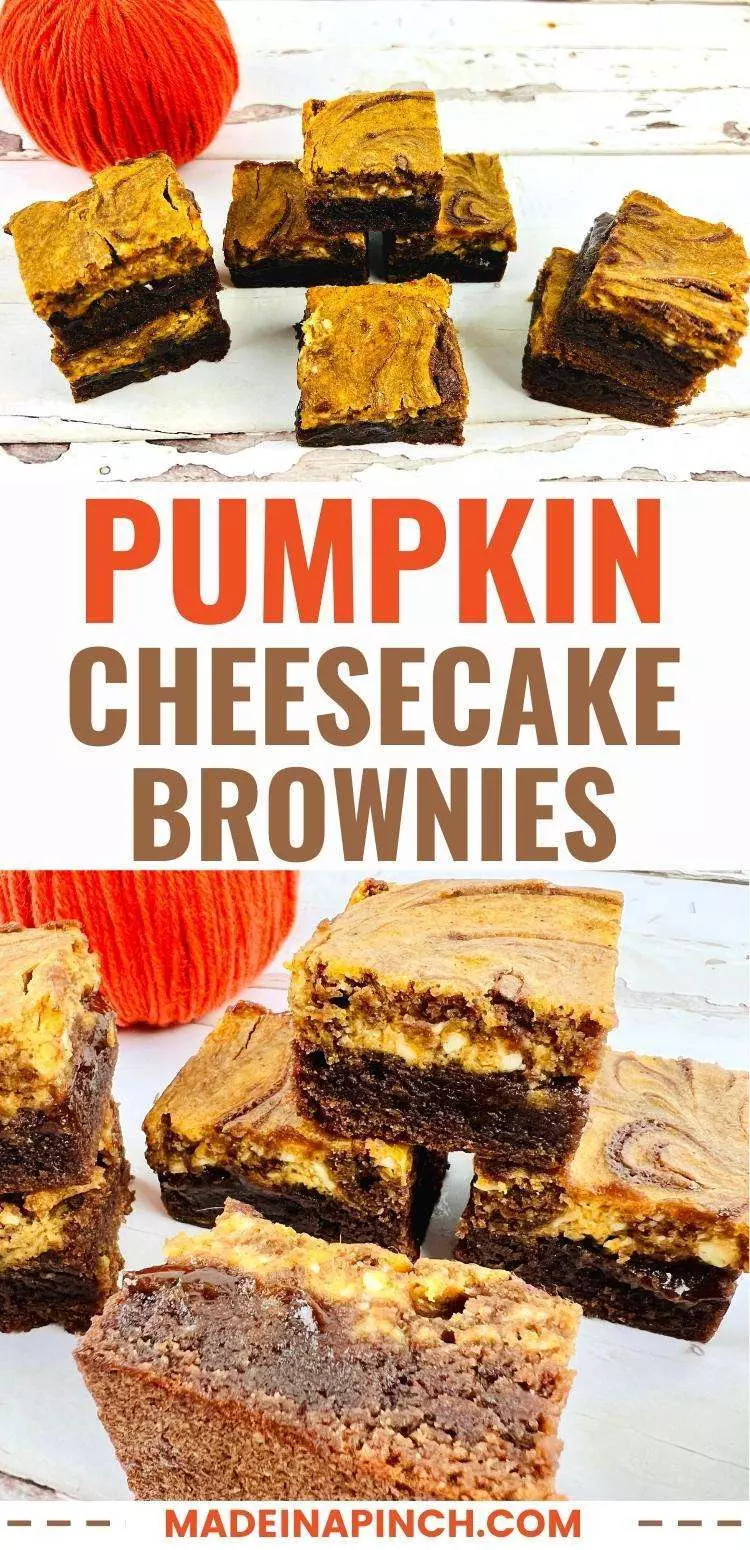 pumpkin cheesecake brownies pin image
