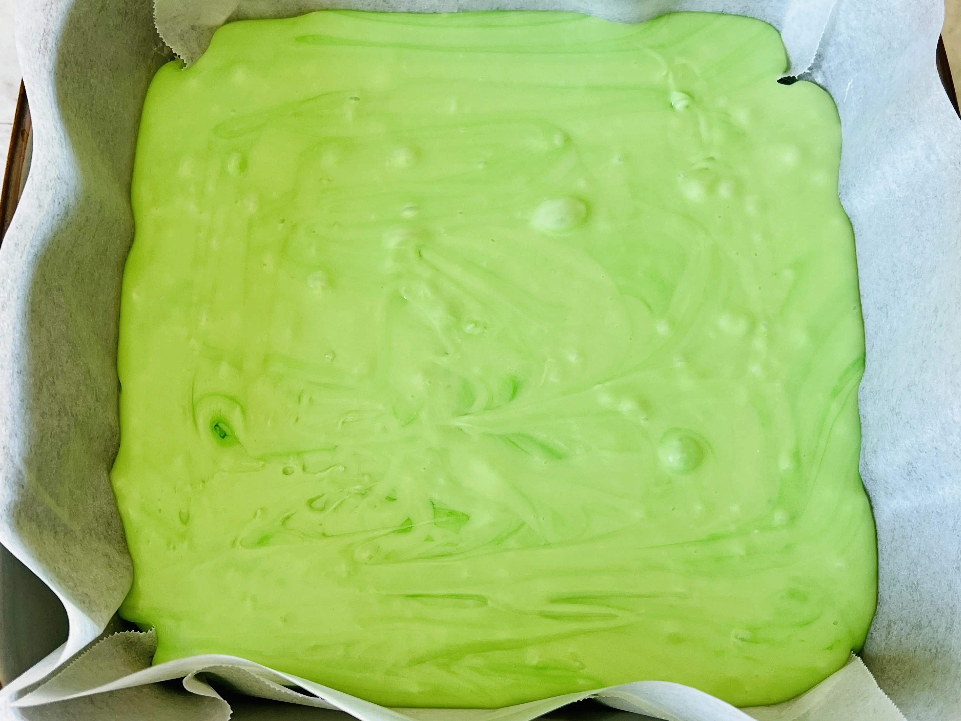 fudge mixture in pan