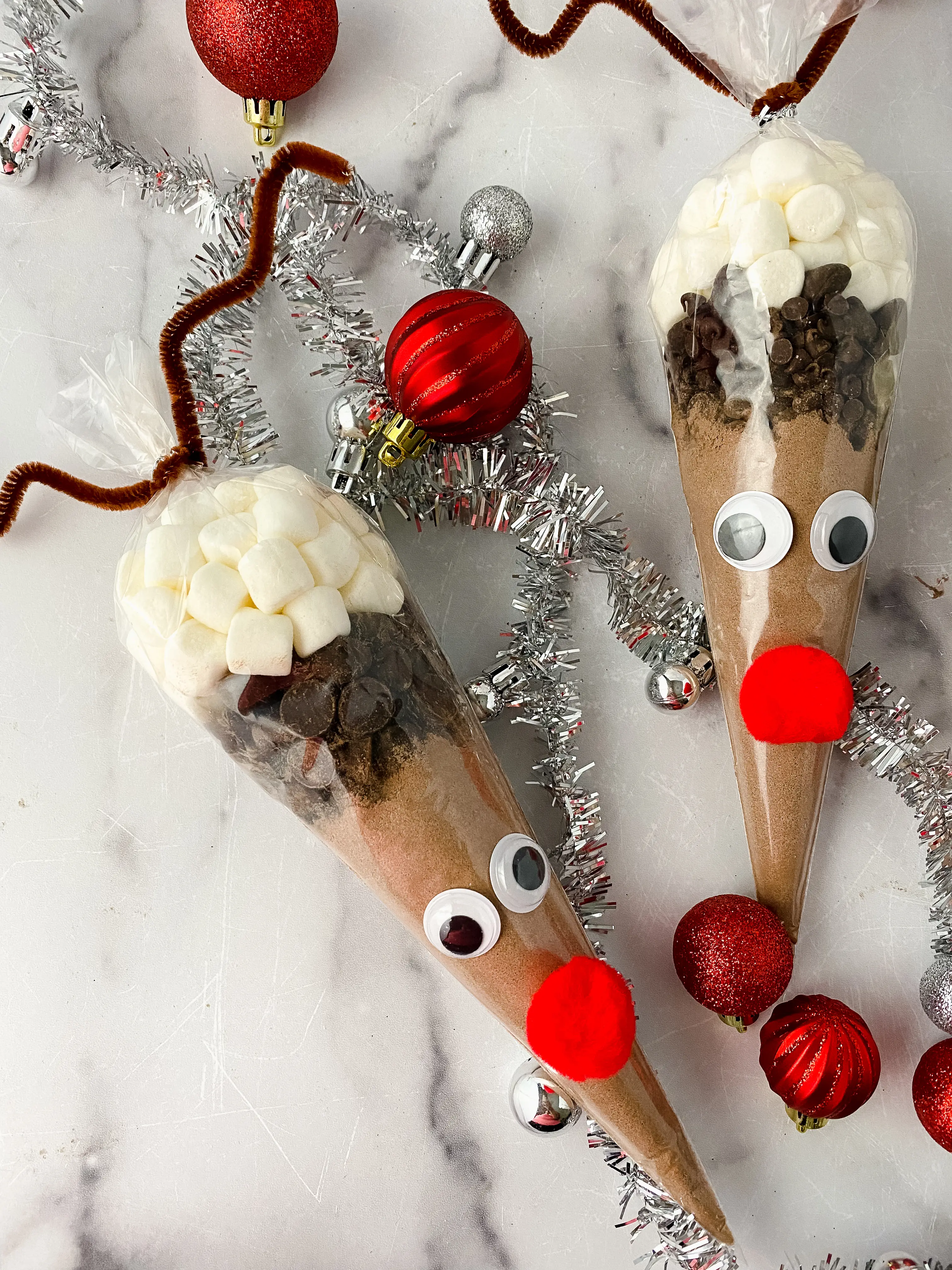 Reindeer hot chocolate cones