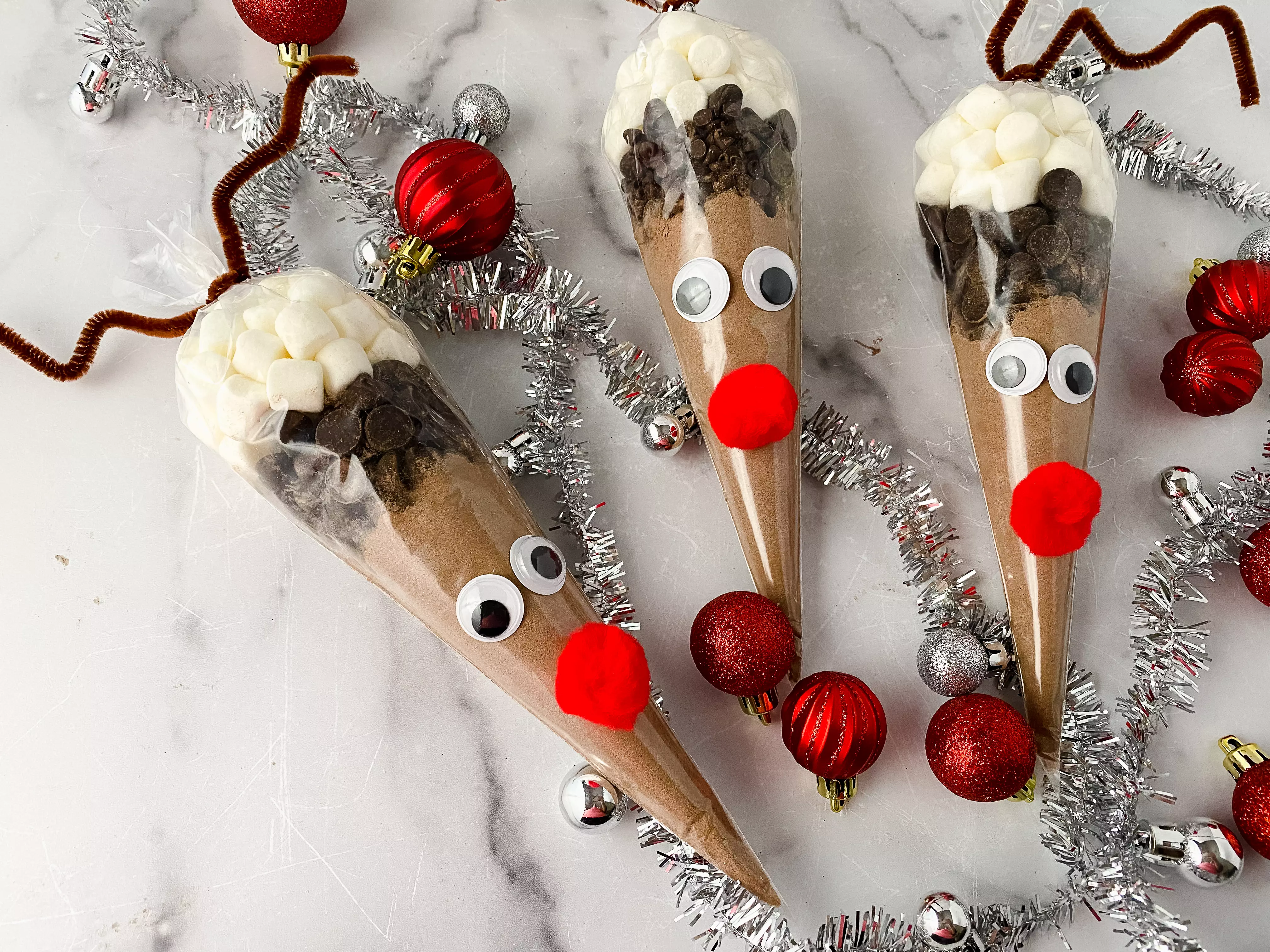 reindeer hot chocolate cones