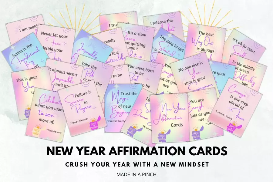 new year affirmation cards mockup