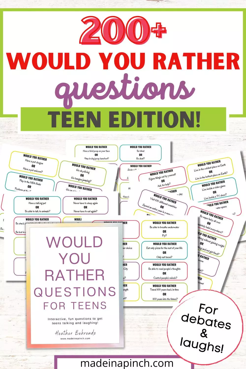 teenager would you rather questions pin image