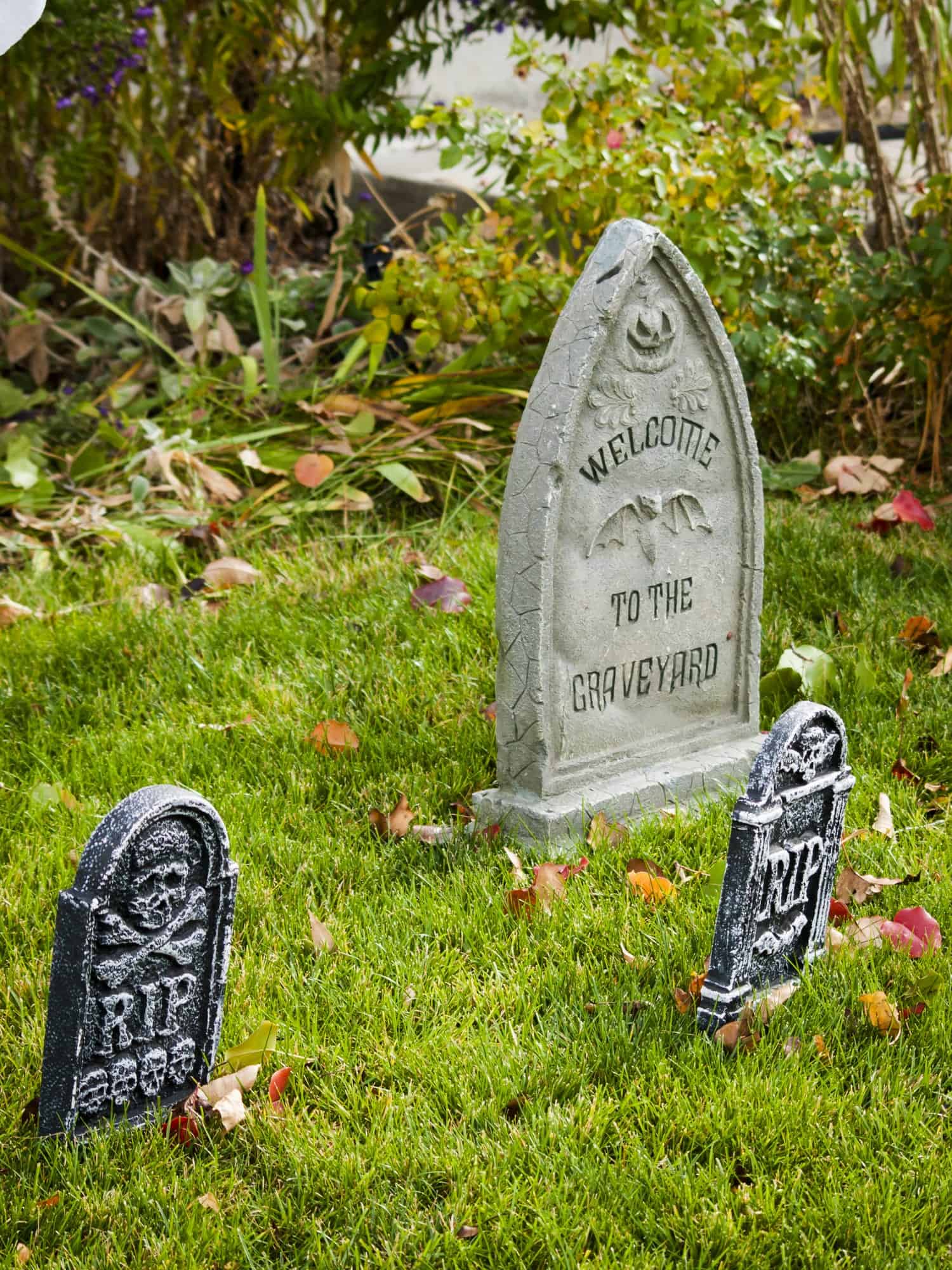 Tombstones make perfect scary Halloween decorations. For more easy scary Halloween decorations go to Made in a Pinch. Get more helpful tips and great recipes by following us on Pinterest!