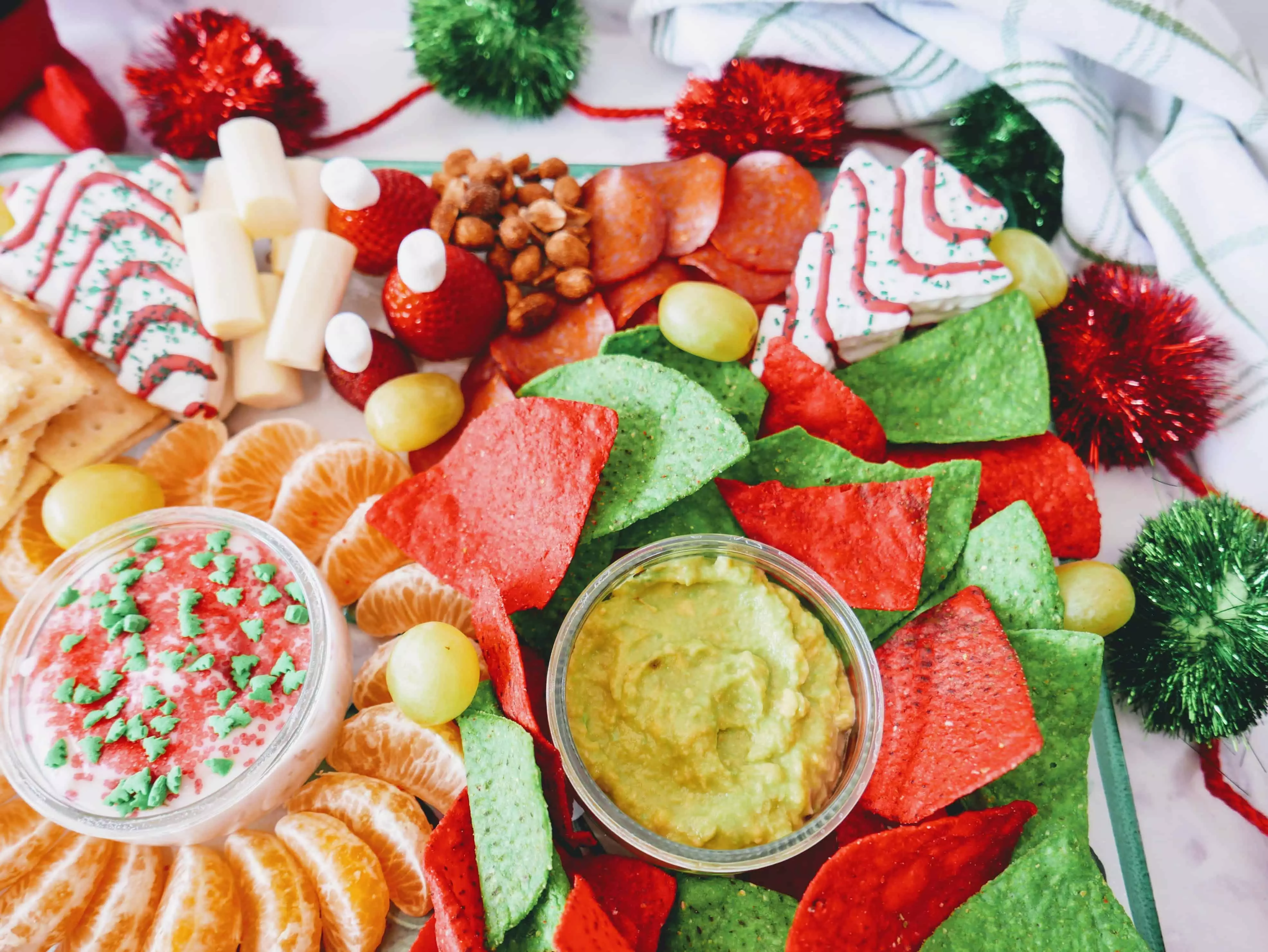 close up of holiday snack board