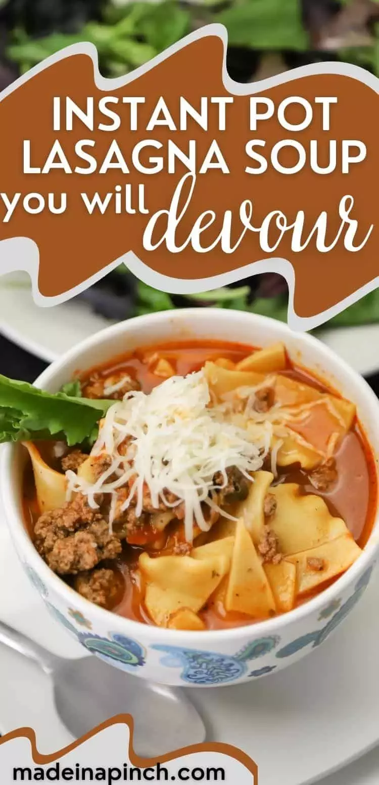 Lasagna Soup in the Instant Pot tall pin image