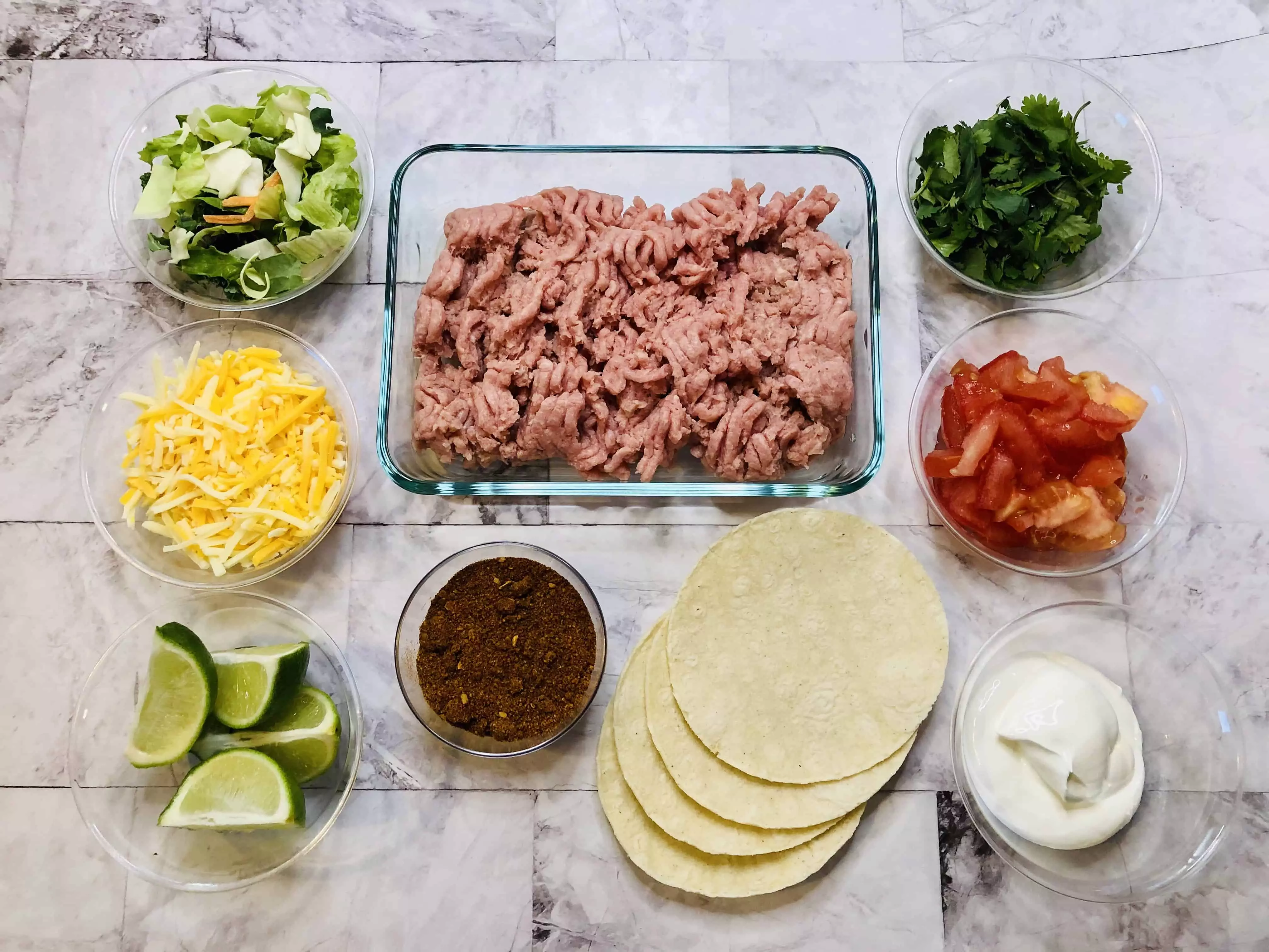 ingredients for taco bowls