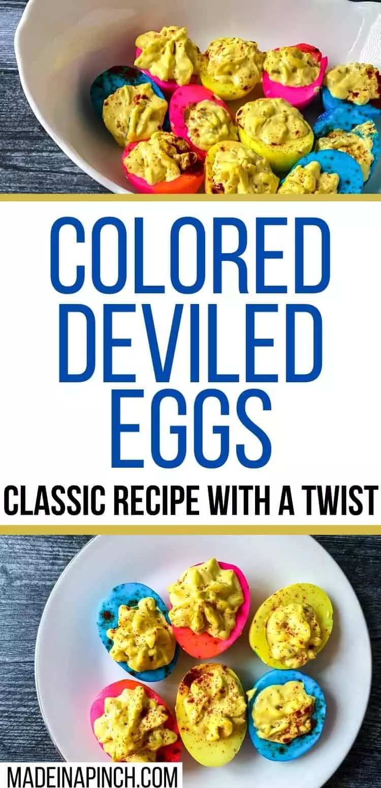 colored deviled eggs long pin image
