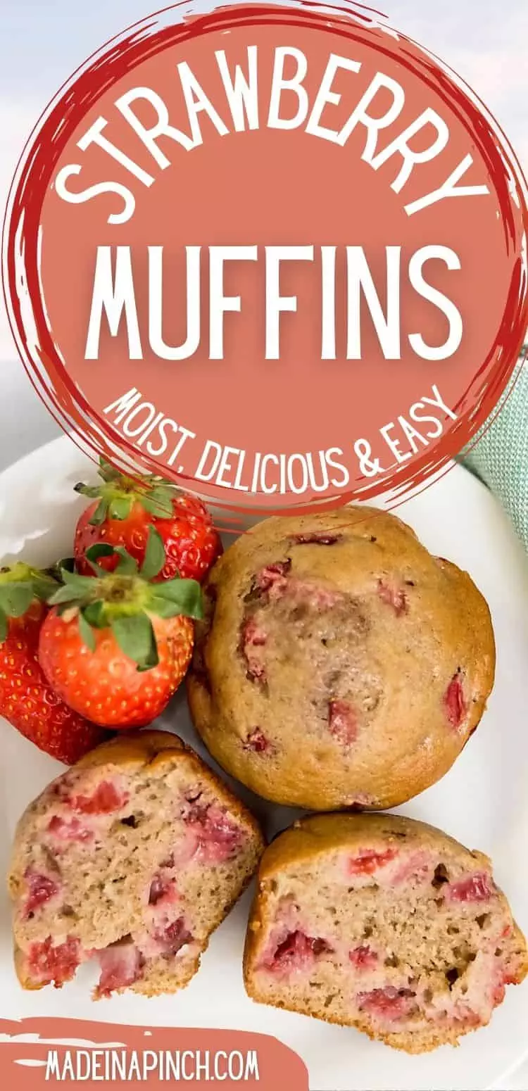 The PERFECT spring and summertime muffin! Pockets of juicy fresh strawberries in soft, protein-filled strawberry muffins that are so delicious, they