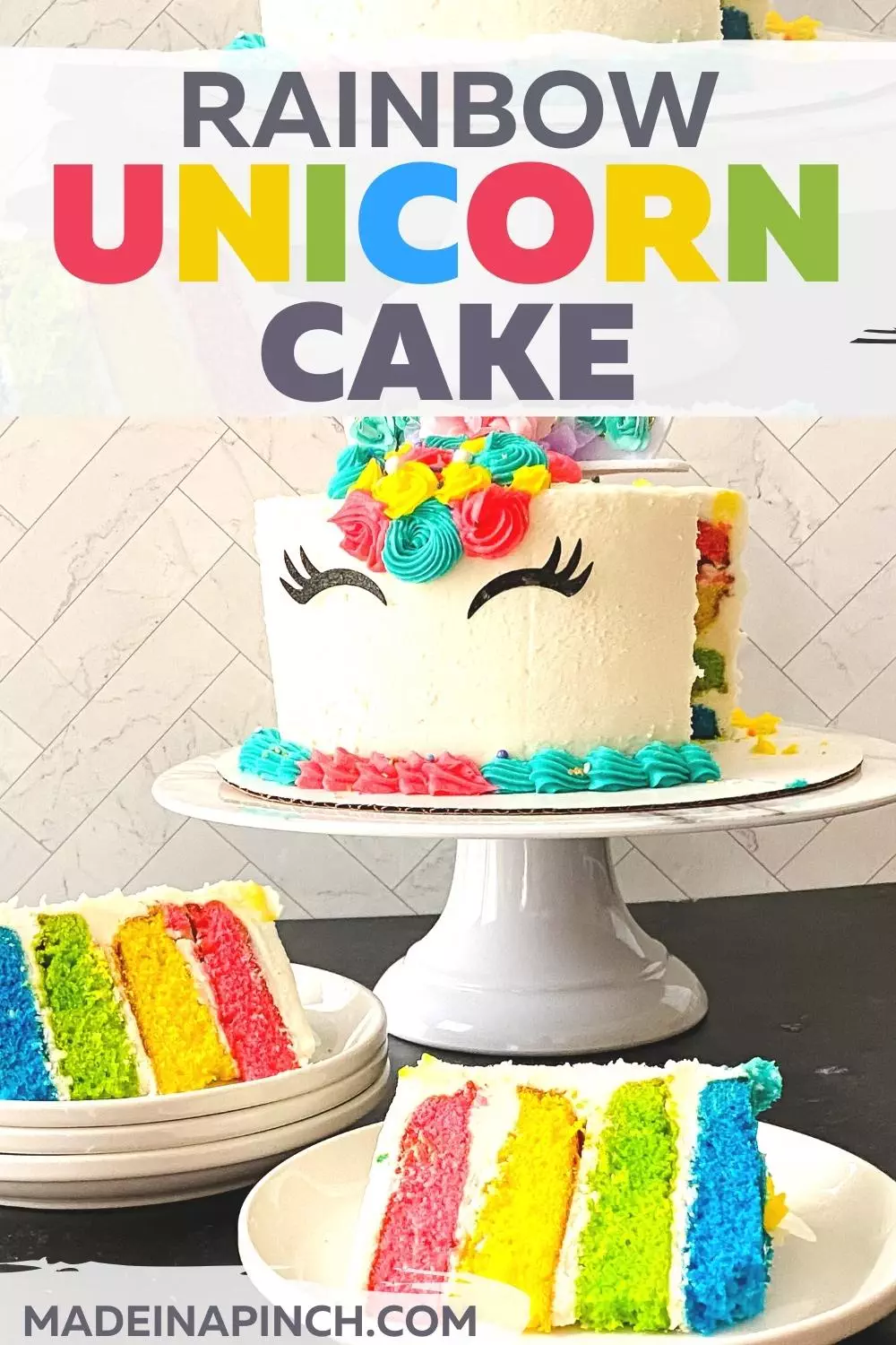 rainbow birthday cake pin image