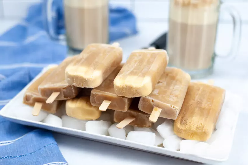 root beer float pops stacked on a tray