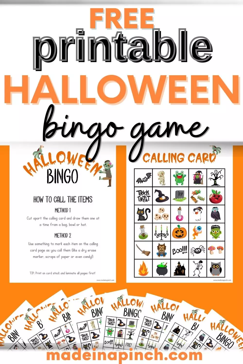 Free Halloween Bingo printable game pin