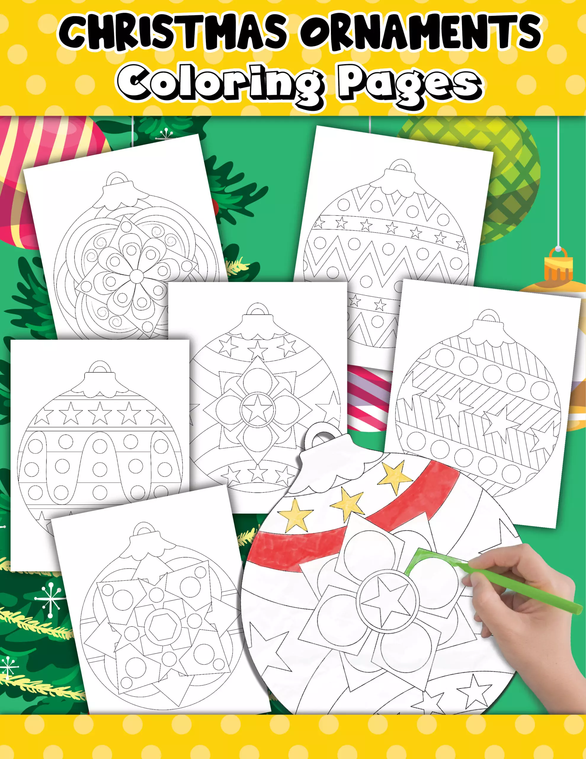 Christmas ornament coloring pages mockup