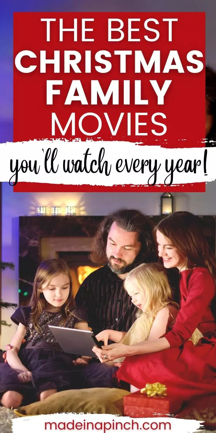 Family Christmas movies pin image