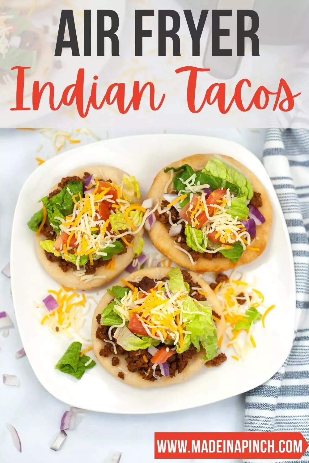 air fryer Indian tacos pin image