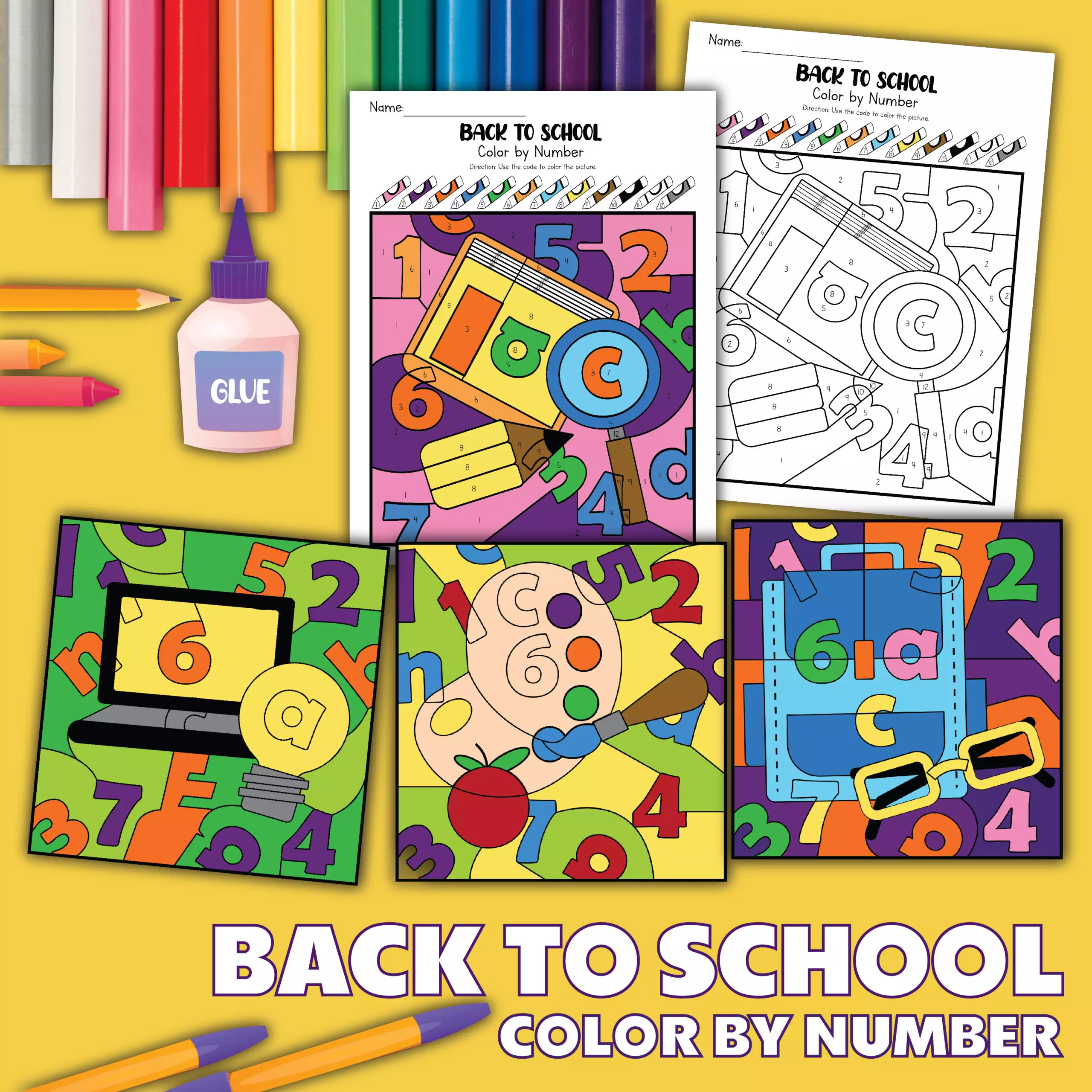 back to school coloring pages mockup