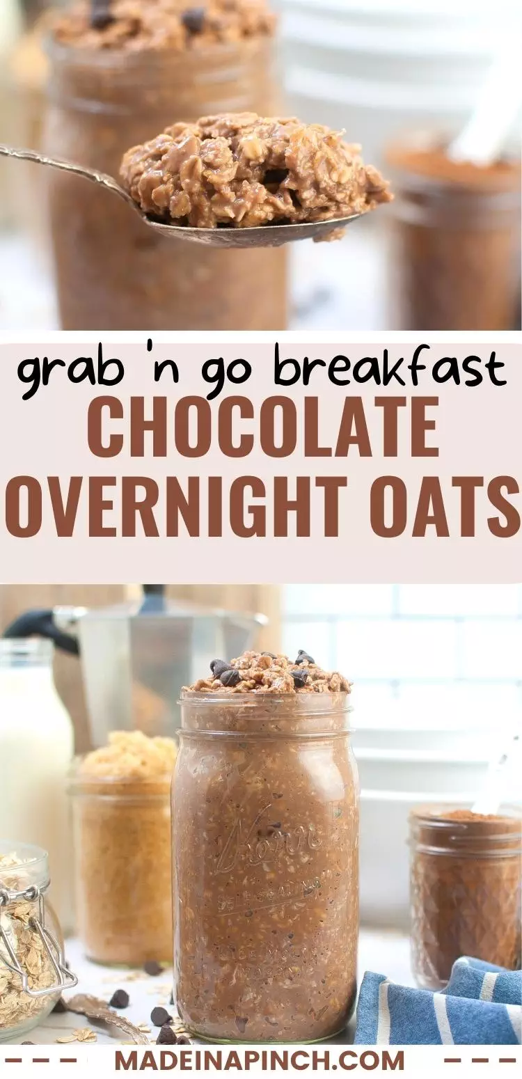 chocolate overnight oats pin image