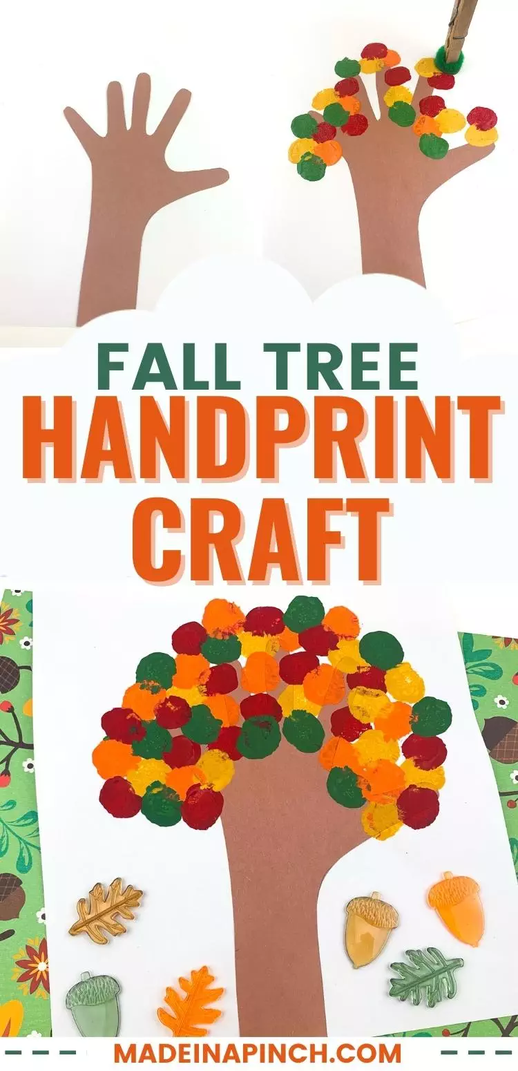 Fall handprint tree craft pin image