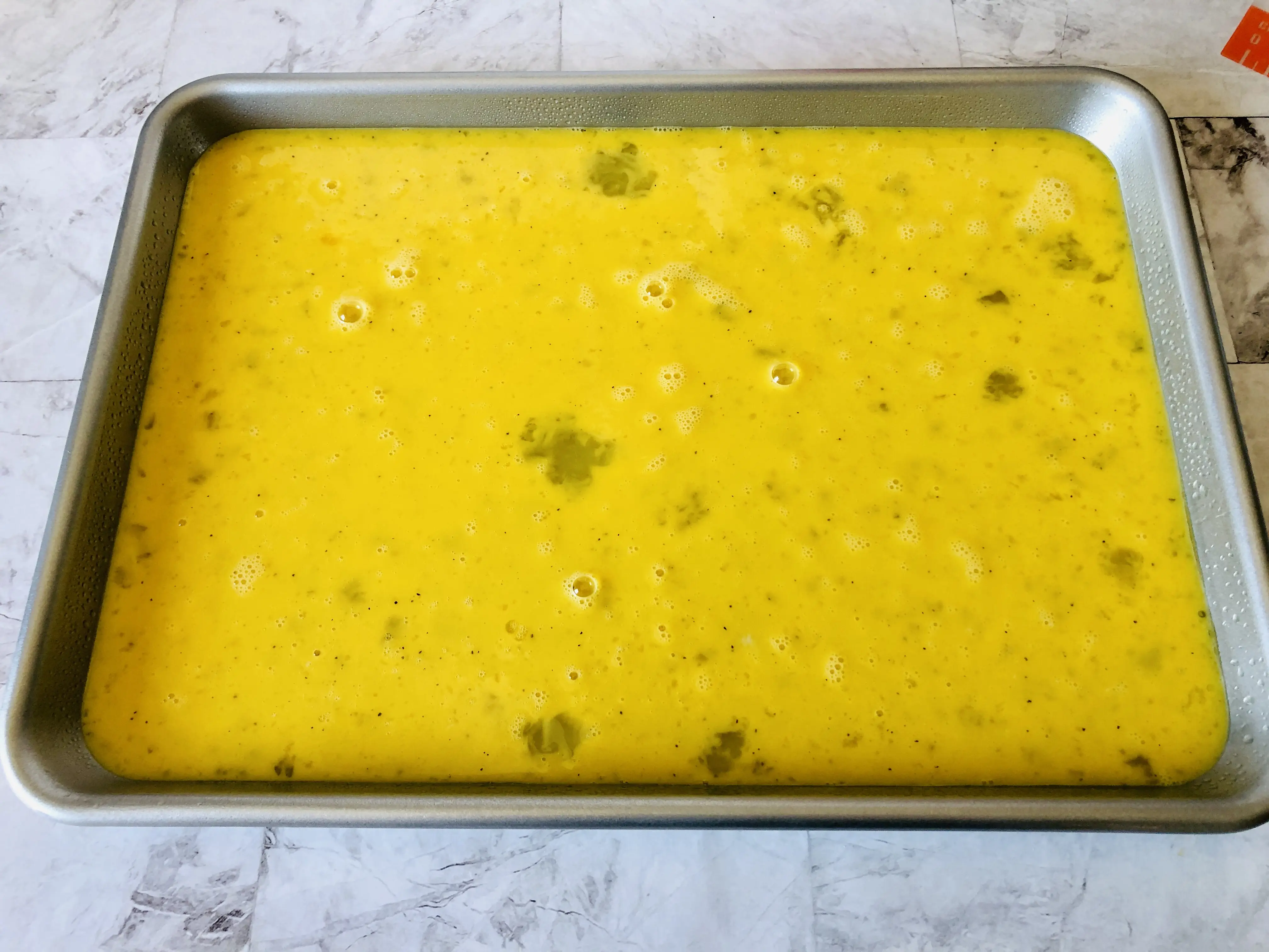 scrambled eggs in sheet pan