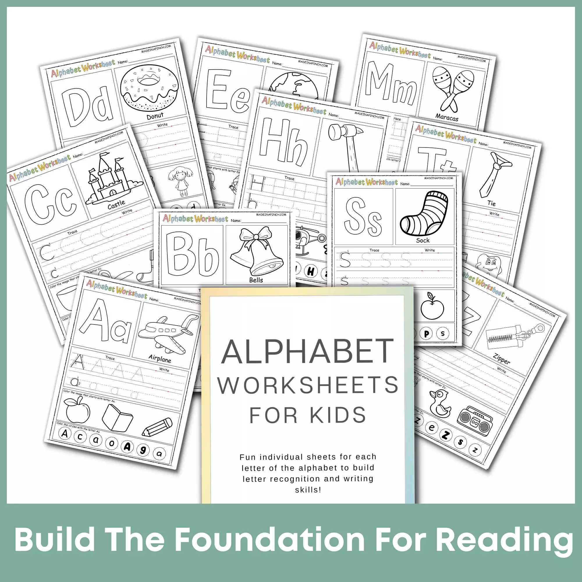 alphabet worksheets mockup