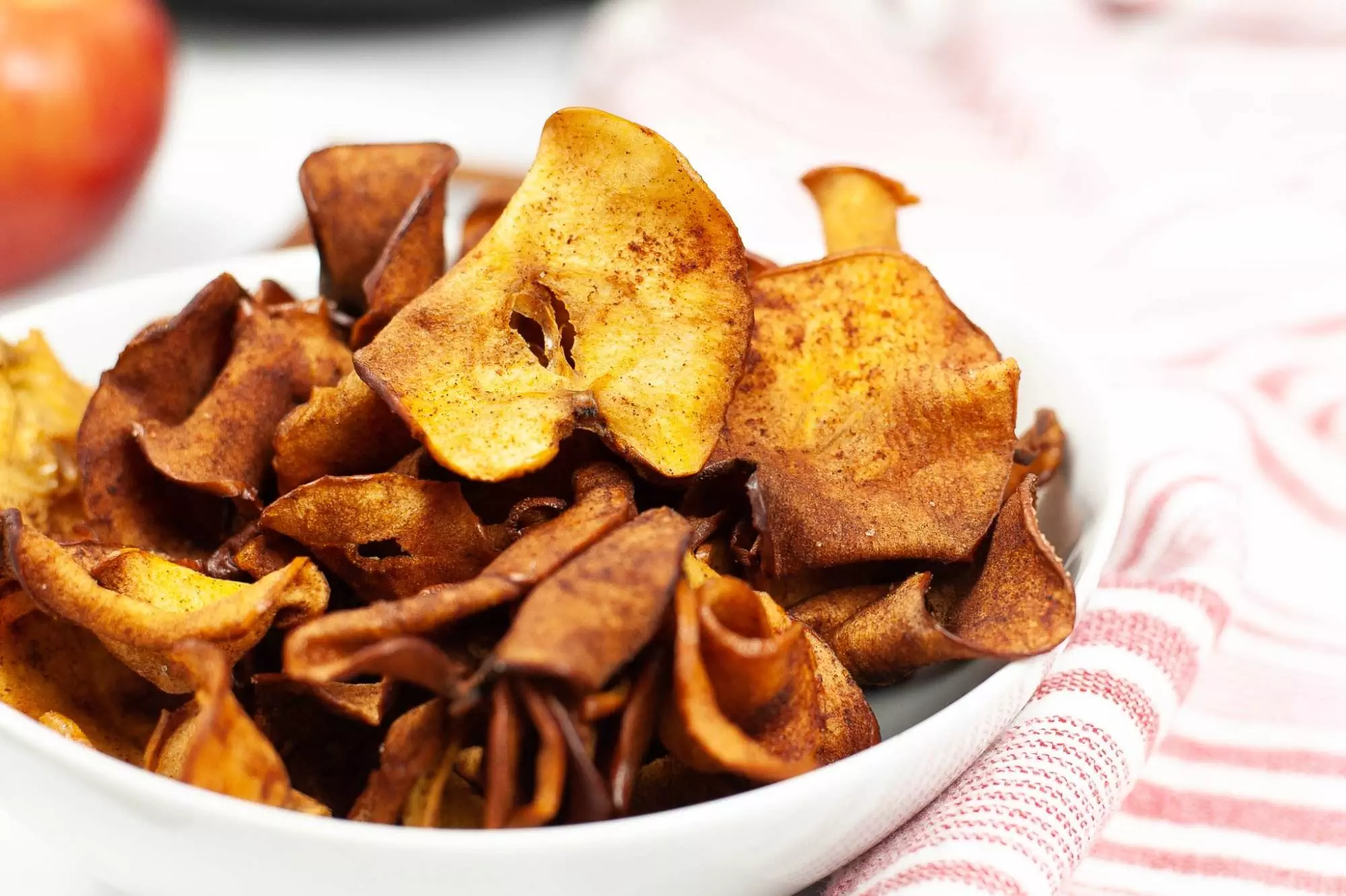 bowl of air fryer apple chips