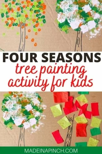 four seasons tree painting craft pin A