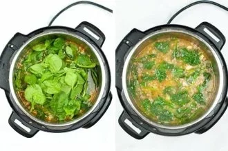 IP Sausage Potato Spinach Soup process collage 3